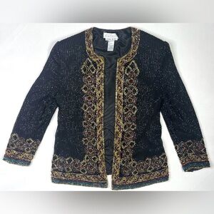Niteline Della Roufogali Jacket Blazer Women’s Large 1994 Vintage Sequined